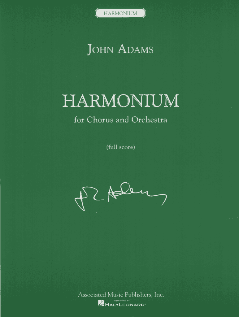 Harmonium score cover 1 Earbox John Adams